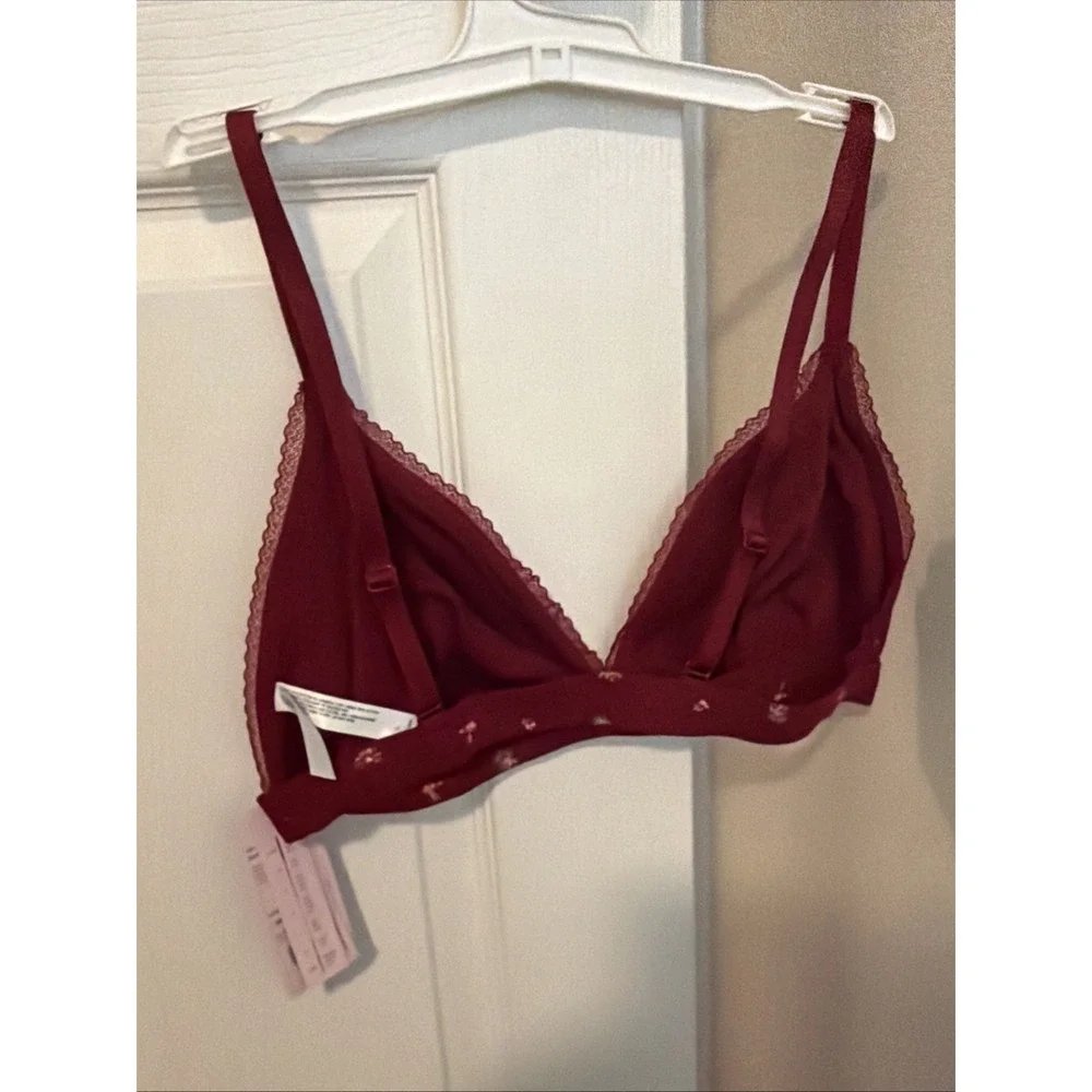 Wild Fable‎ Womens Large Red Floral Pointelle Triangle Unlined Bralette